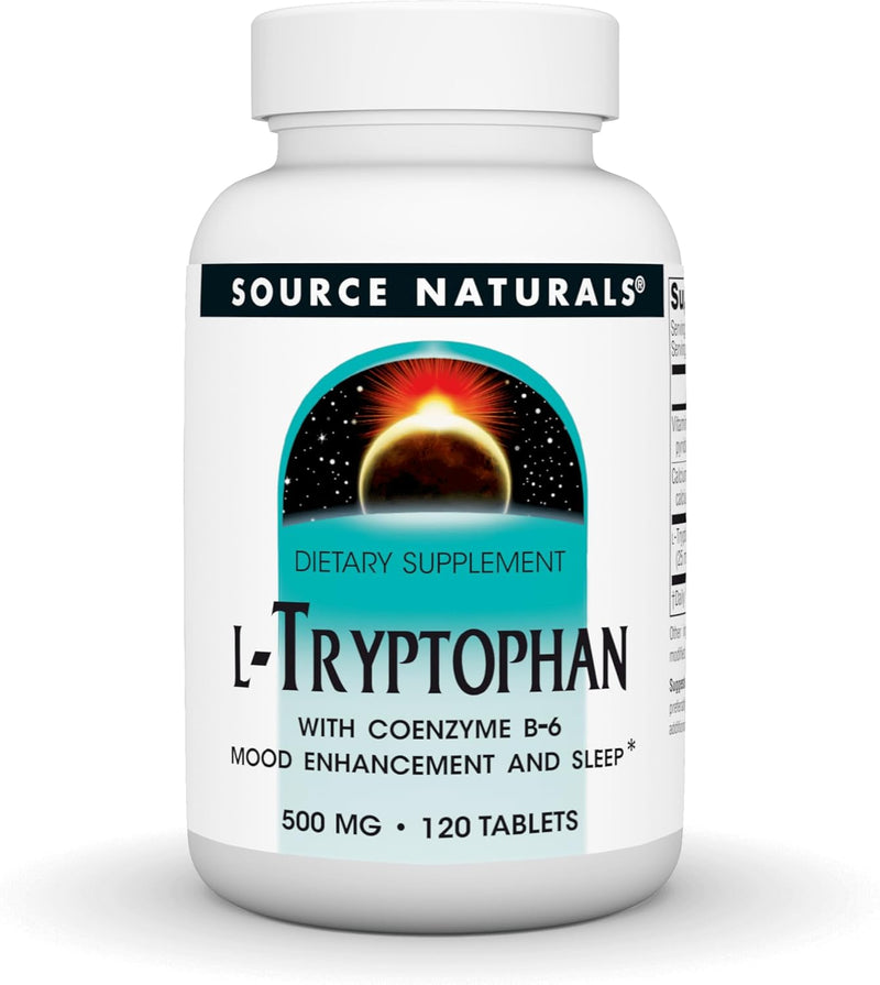 L-Tryptophan With Coenzyme B-6, 500 mg-120 Tablets by Source Naturals