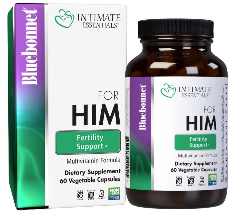 Intimate Essentials For Him Fertility Support Multivitamin Formula 60 Vegetable Capsules, by Bluebonne