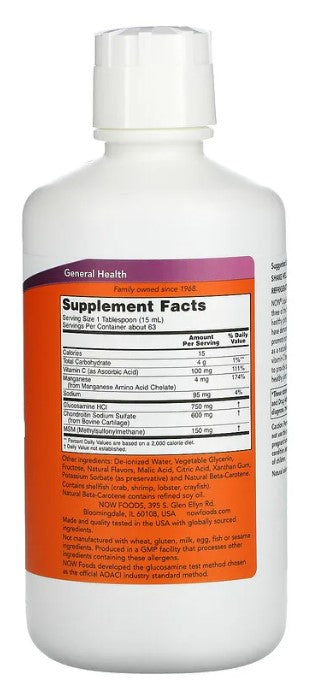 Liquid Glucosamine & Chondroitin with MSM, Citrus, 32 fl oz (946 ml), by NOW