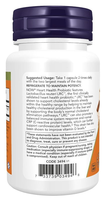 Clinical Heart Health Probiotic, 2.5 Billion CFU, 60 Veg Capsules, by NOW