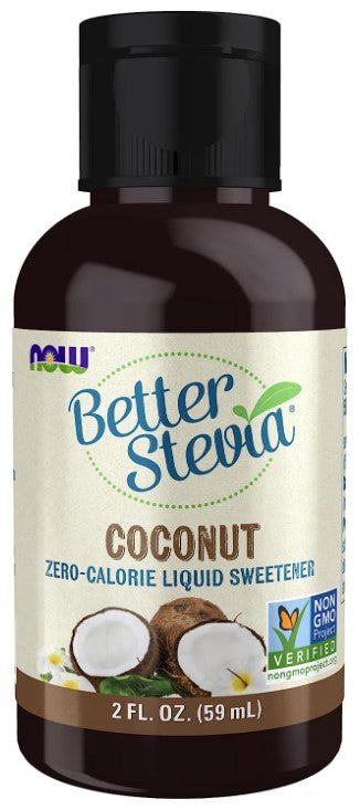 Better Stevia Zero-Calorie Liquid Sweetener, Coconut 2 fl oz (59 mL), by NOW