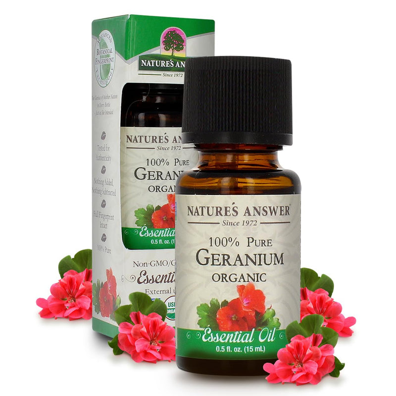 Organic Geranium Essential Oil 0.5 fl oz. (15ml) by Nature’s Answer