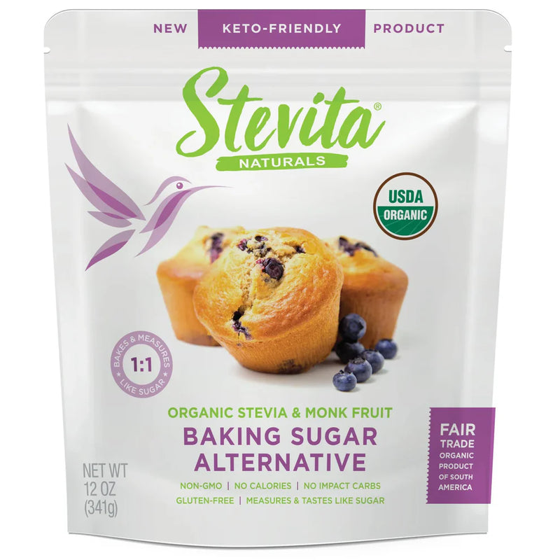 Organic Monk Fruit and Stevia Baking Sugar Alternative Blend Bake-It-Better Pouch 12 oz (341 g) by Stevita Naturals