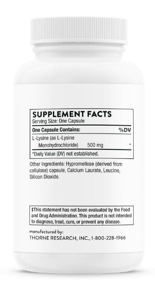 Lysine 500 mg, 60 Capsules, by Thorne