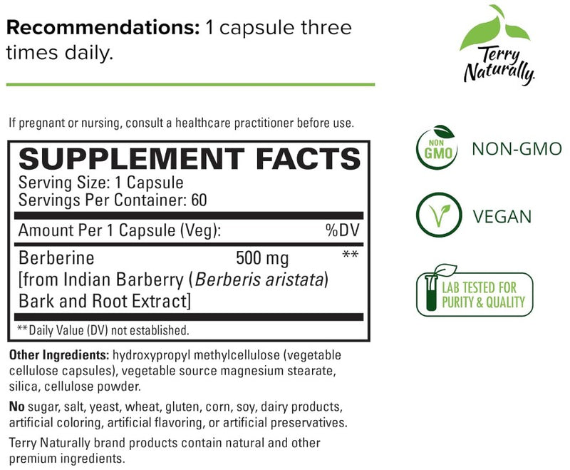 Terry Naturally Berberine, 60 Capsules, by Europharma