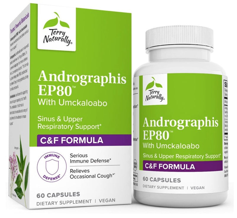 Terry Naturally Andrographis EP80 with Umckaloabo, 60 Capsules, by Europharma