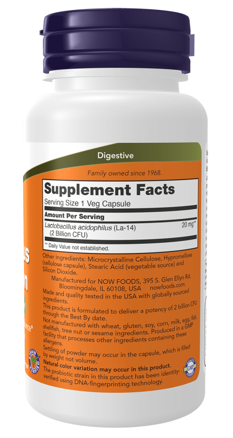 Acidophilus Two Billion CFU 250 Veg Capsules, NOW Foods