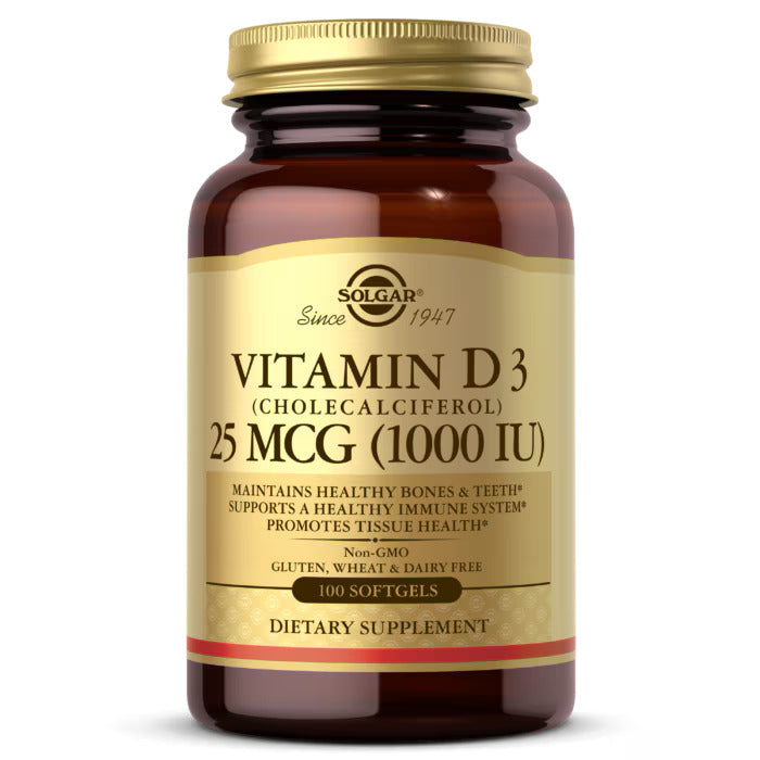 Vitamin D3 (Cholecalciferol) 25 Mcg (1000 IU) 100 Softgels