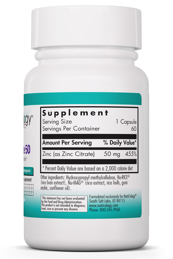 Zinc Citrate 50 60 Vegetarian Capsules by Nutricology best price