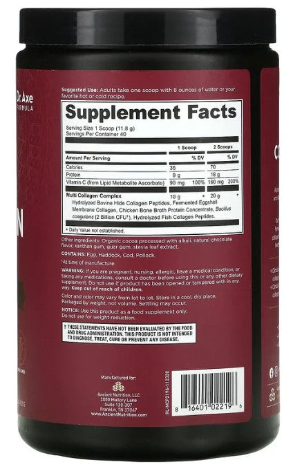 Multi Collagen Protein, Chocolate, 16.65 oz (1.04 lb), by Ancient Nutrition