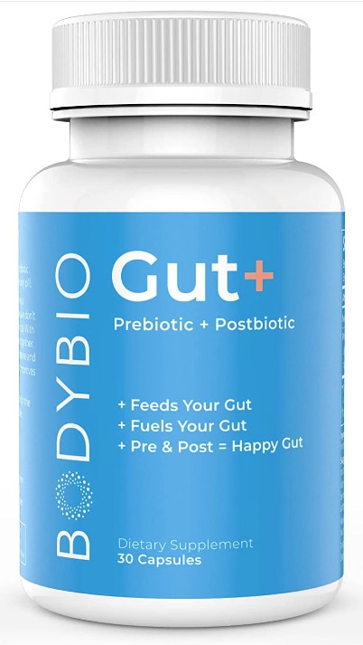 Gut+ Prebiotic + Postbiotic Supplement 500 mg 30 Capsules, by BodyBio