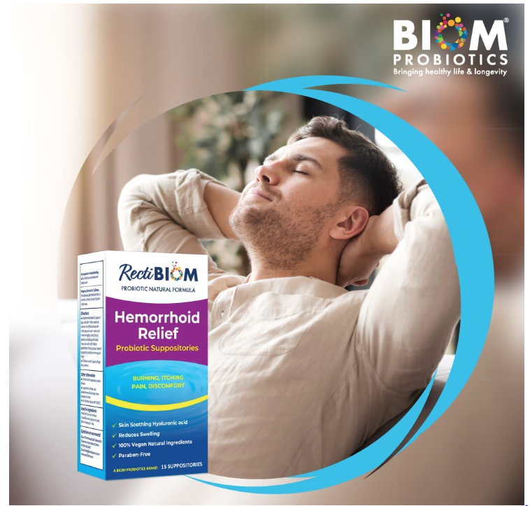 Probiotic Hemorrhoidal Relief Suppositories - 15 Suppositories, by Biom Probiotics