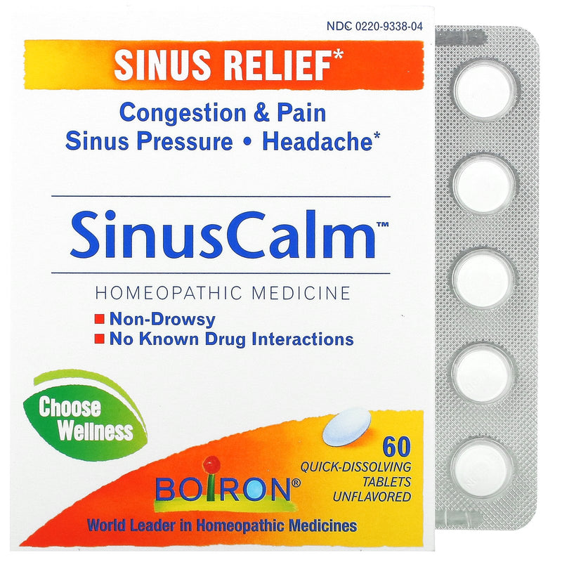 SinusCalm, Sinus Relief, Unflavored, 60 Quick-Dissolving Tablets by Boiron