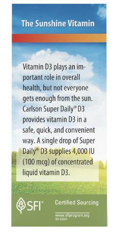 Super Daily® D3 4,000 IU (100 mcg) Per Vegetarian Drop 10.3 ml (365 Drops), by Carlson