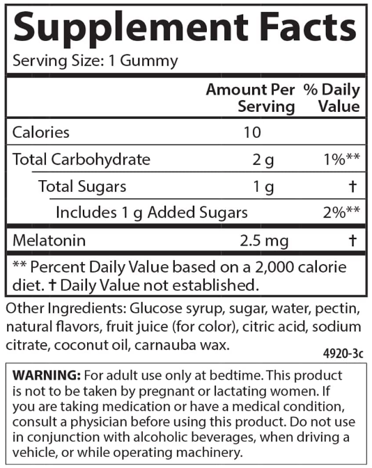 Melatonin Gummies, 2.5 mg, 60 Vegetarian Gummies, by Carlson