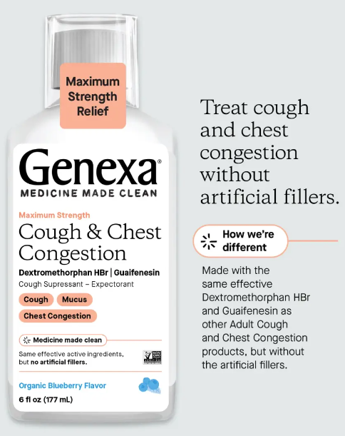 Maximum Strength Cough & Chest Congestion, Organic Blueberry, 6 fl oz (177 mL), by Genexa