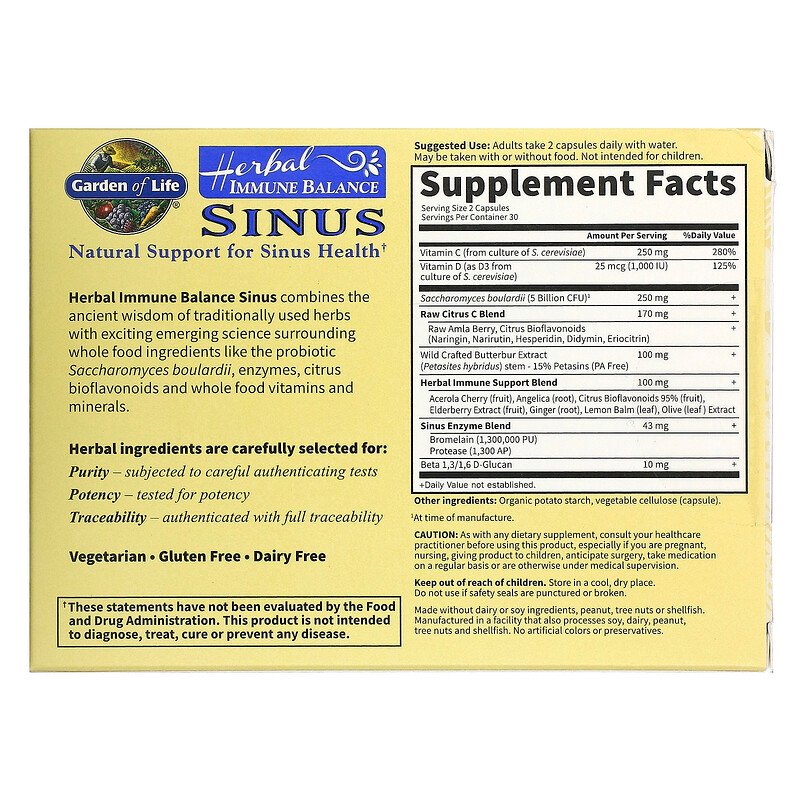 Herbal Immune Balance Sinus 60 Vegetarian Capsules