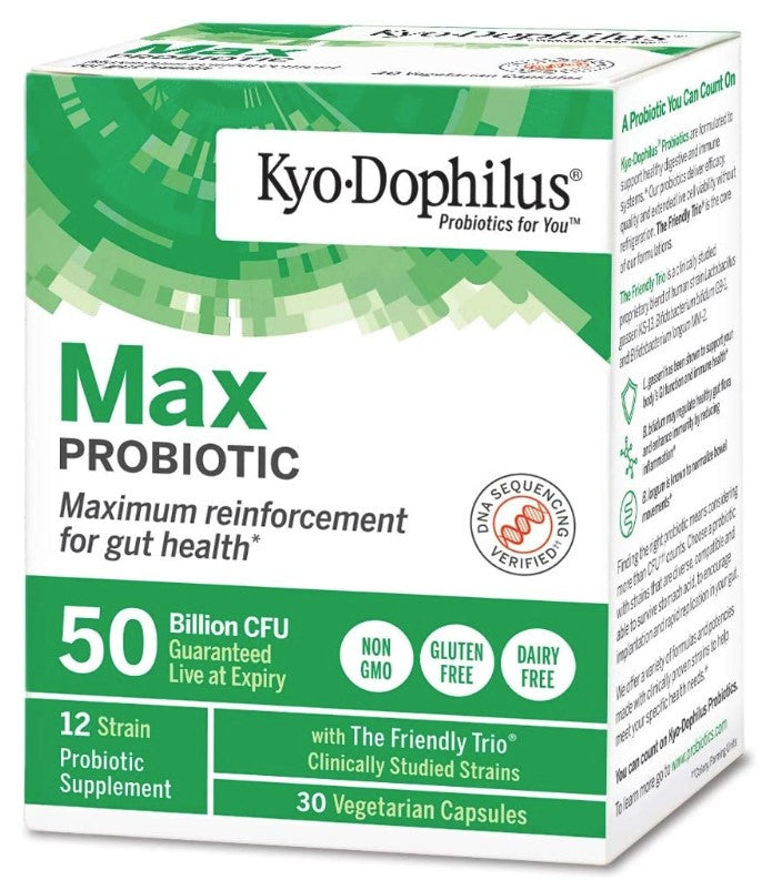 Kyo-Dophilus Max Probiotics 50 Billion CFU, 30 Vegetarian Capsules, by Kyolic