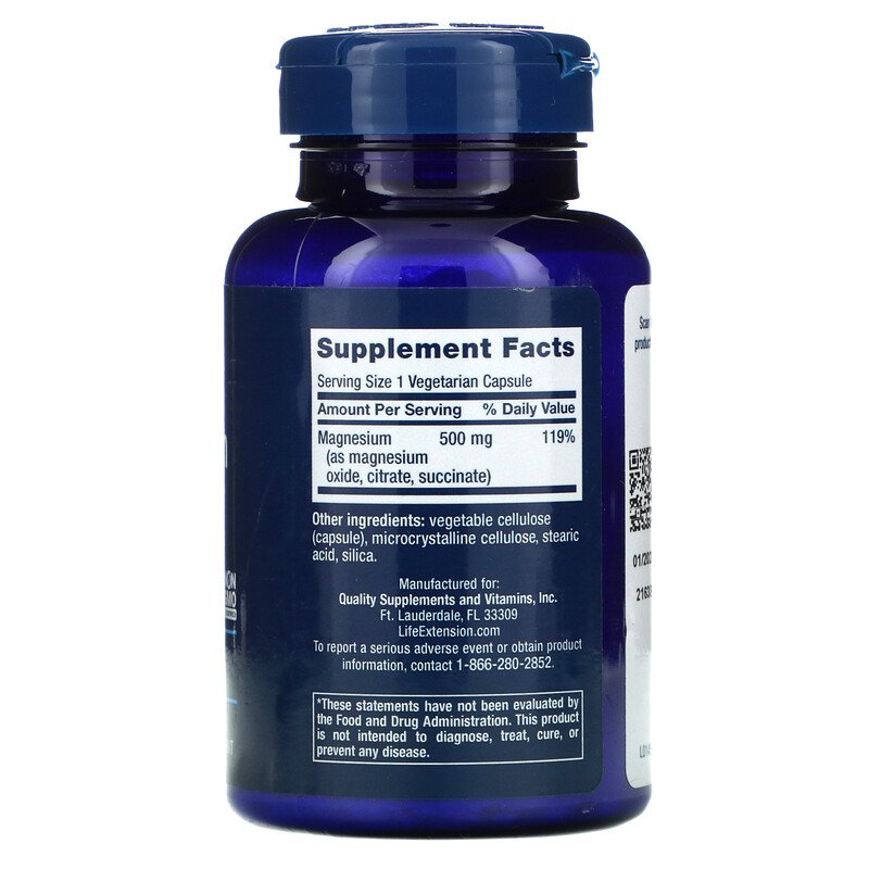 Magnesium Caps, 500 mg, 100 Vegetarian Capsules