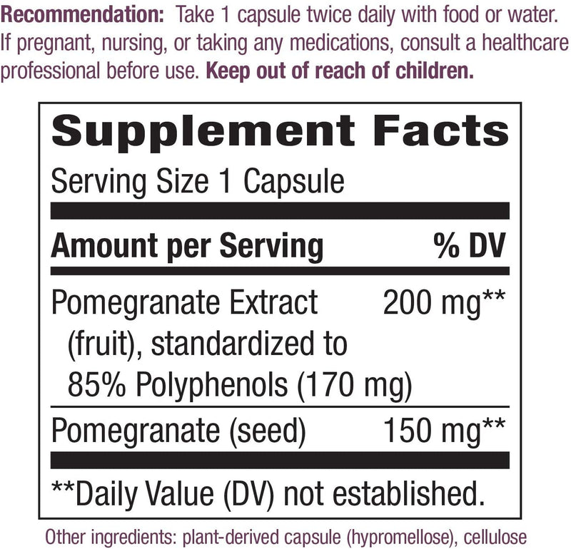 Pomegranate Standardized 60 Vegetarian Capsules by Nature&