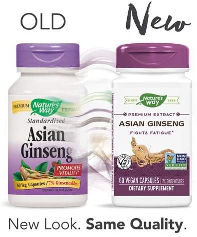 Asian Ginseng Standardized 60 Veg Capsules