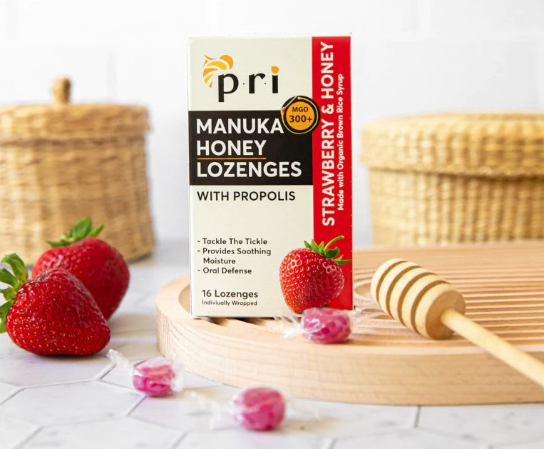 Manuka Honey & Propolis, Strawberry & Honey, Lozenges 16ct, by P.R.I