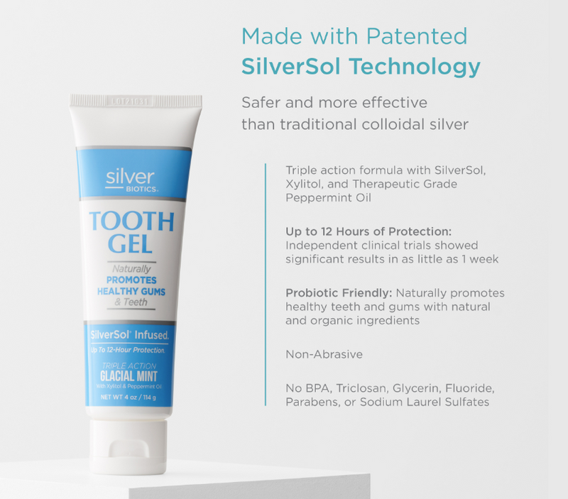 Tooth Gel, Glacial Mint - 4 oz (114 Grams) Toothpaste, by Silver Biotics