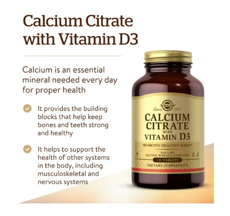 Calcium Citrate with Vitamin D3 - 120 Tablets by Solgar