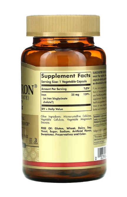 Gentle Iron 25 mg 180 Vegetable Capsules