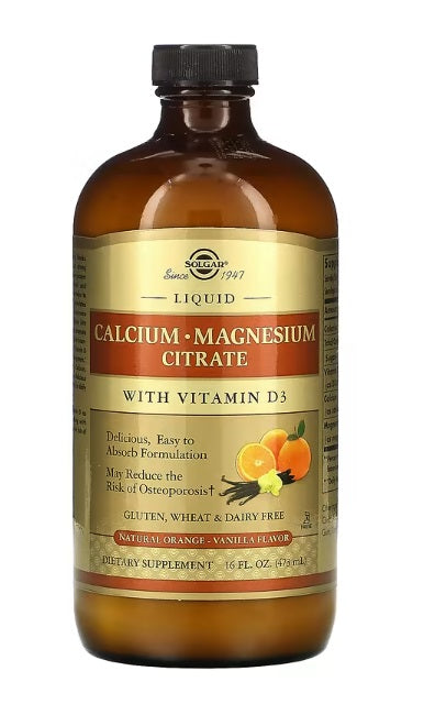 Liquid Calcium Magnesium Citrate with Vitamin D3 Natural Orange Vanilla 16 fl oz 473 ml