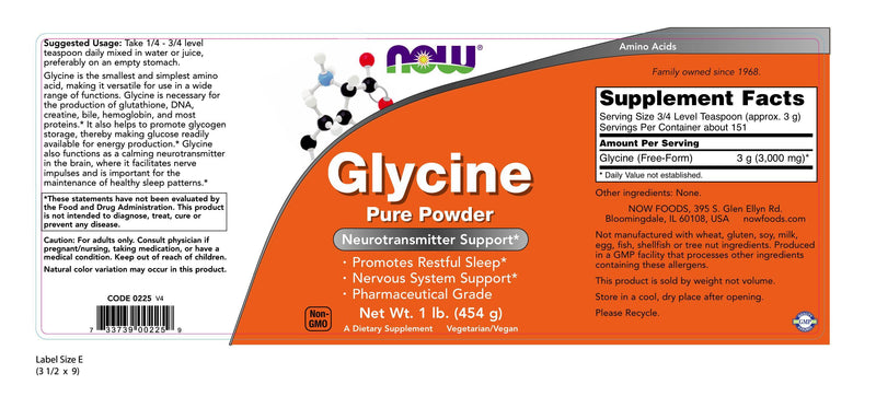 Glycine Pure Powder 1 lb (454 g)