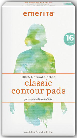 100% Natural Cotton Classic Contour Pads 16 Pads