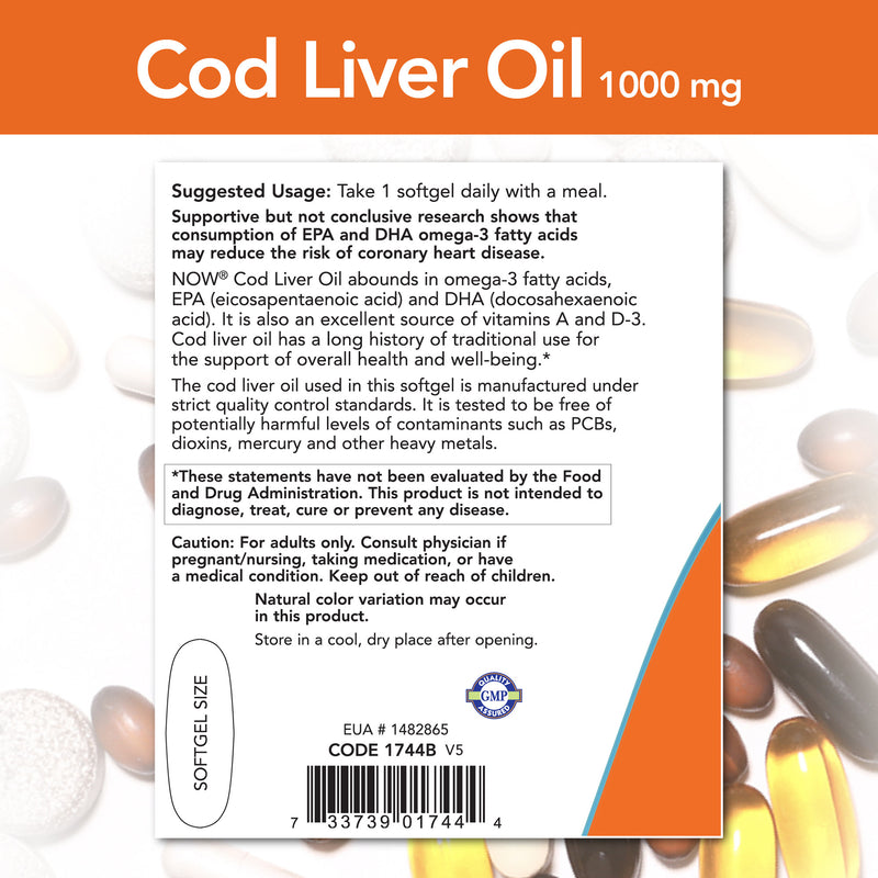 Cod Liver Oil 1000 mg 180 Softgels