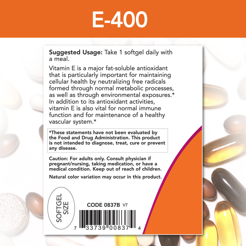 Natural E-400 d-alpha Tocopheryl 100 Softgels