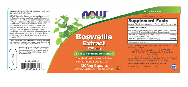 Boswellia Extract 250 mg 120 Veg Capsules