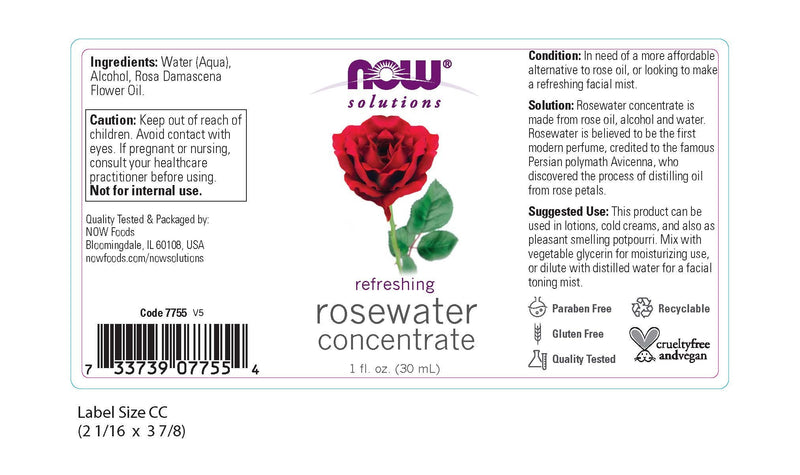 Now Solutions - Rosewater Concentrate 1 fl oz (30 ml)