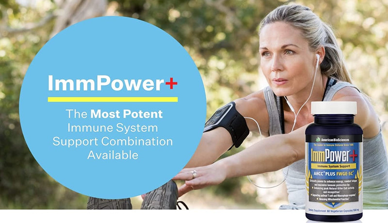 ImmPower+, AHCC® Plus FWGE-SC®, 550 mg 60 Veg Capsules, by American BioSciences