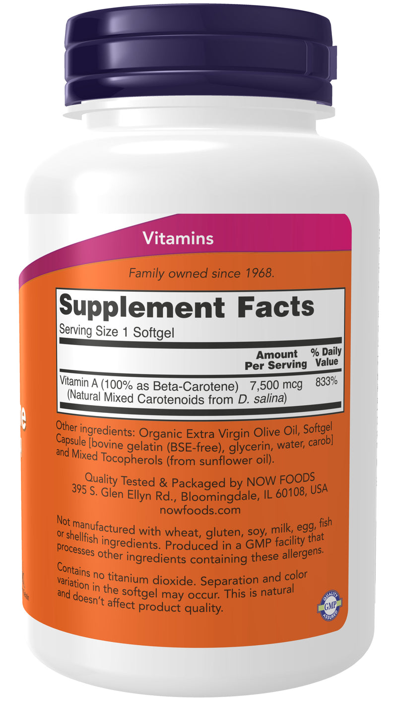 Natural Beta Carotene 25,000 IU 180 Softgels