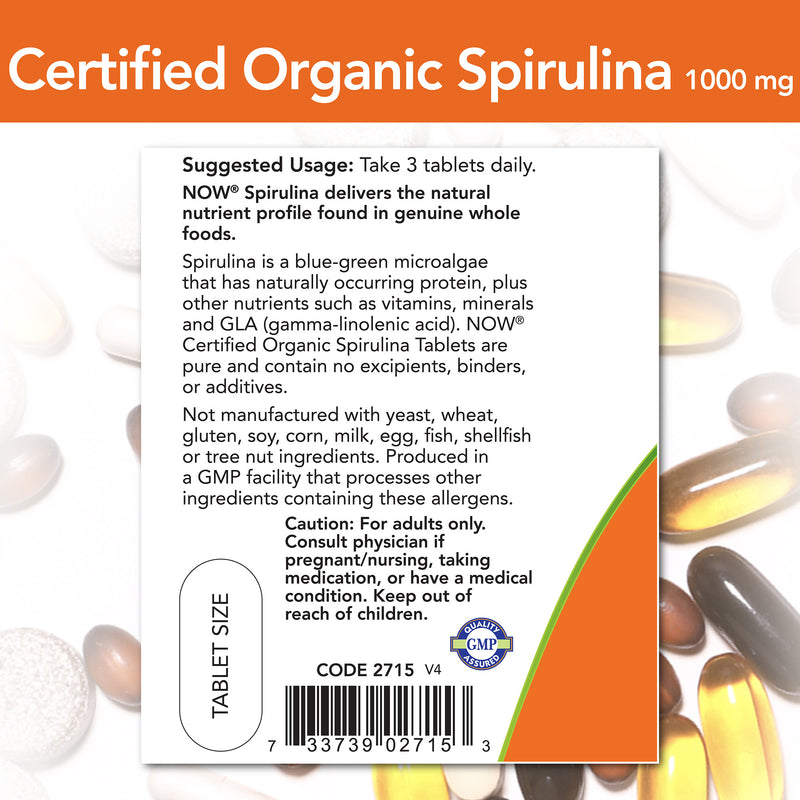 Spirulina Certified Organic 1000 mg 120 Tablets