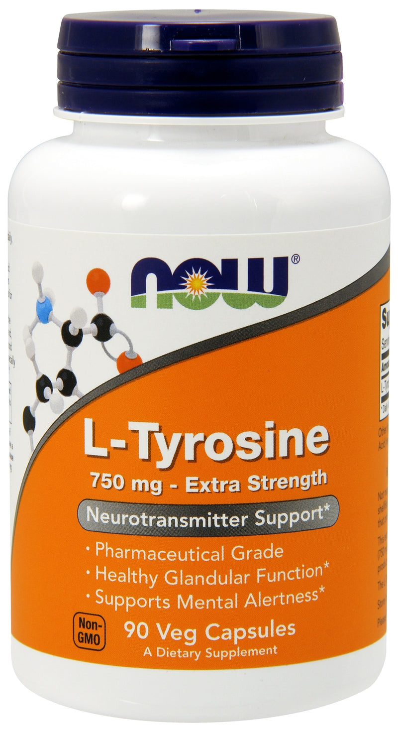 L-Tyrosine 750 mg 90 Veg Capsules | By Now Foods - Best Price