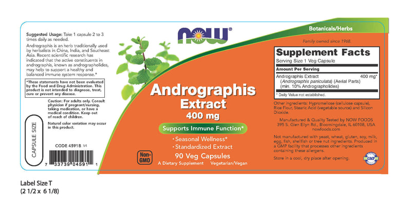 Andrographis Extract 400 mg 90 Veg Capsules